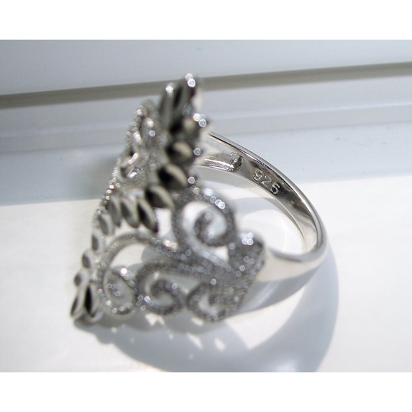 925 STERLING SILVER Leaves & Scrolls Filigree Statement Ring - Picture 12 of 16